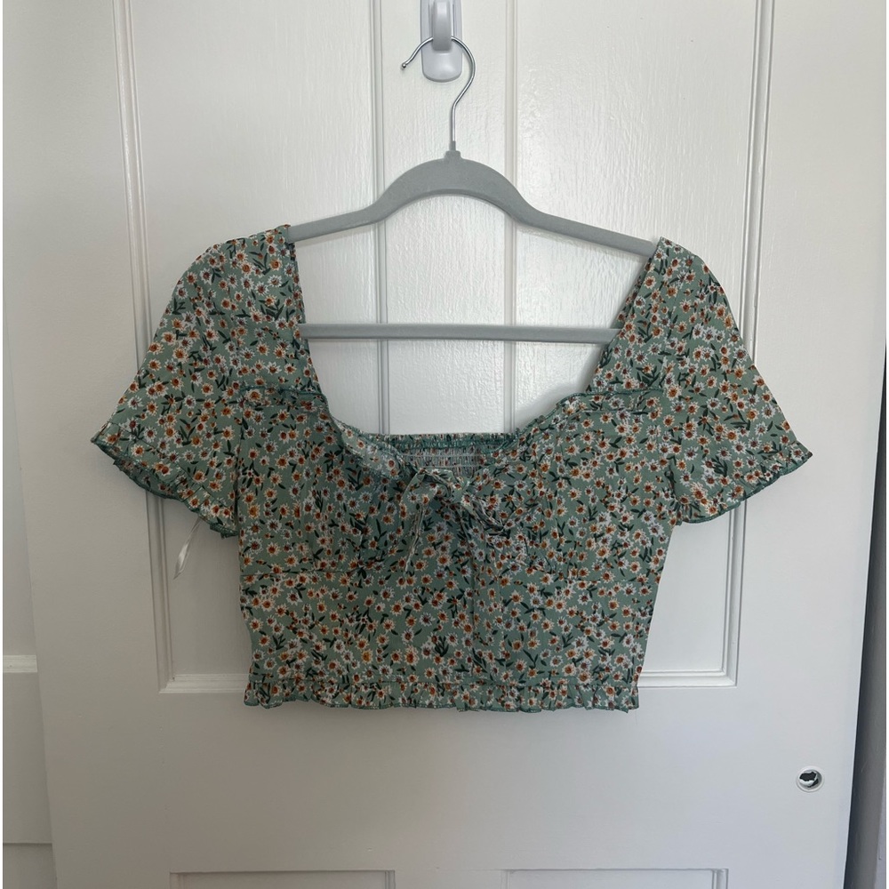 Shein floral tie front Crop top